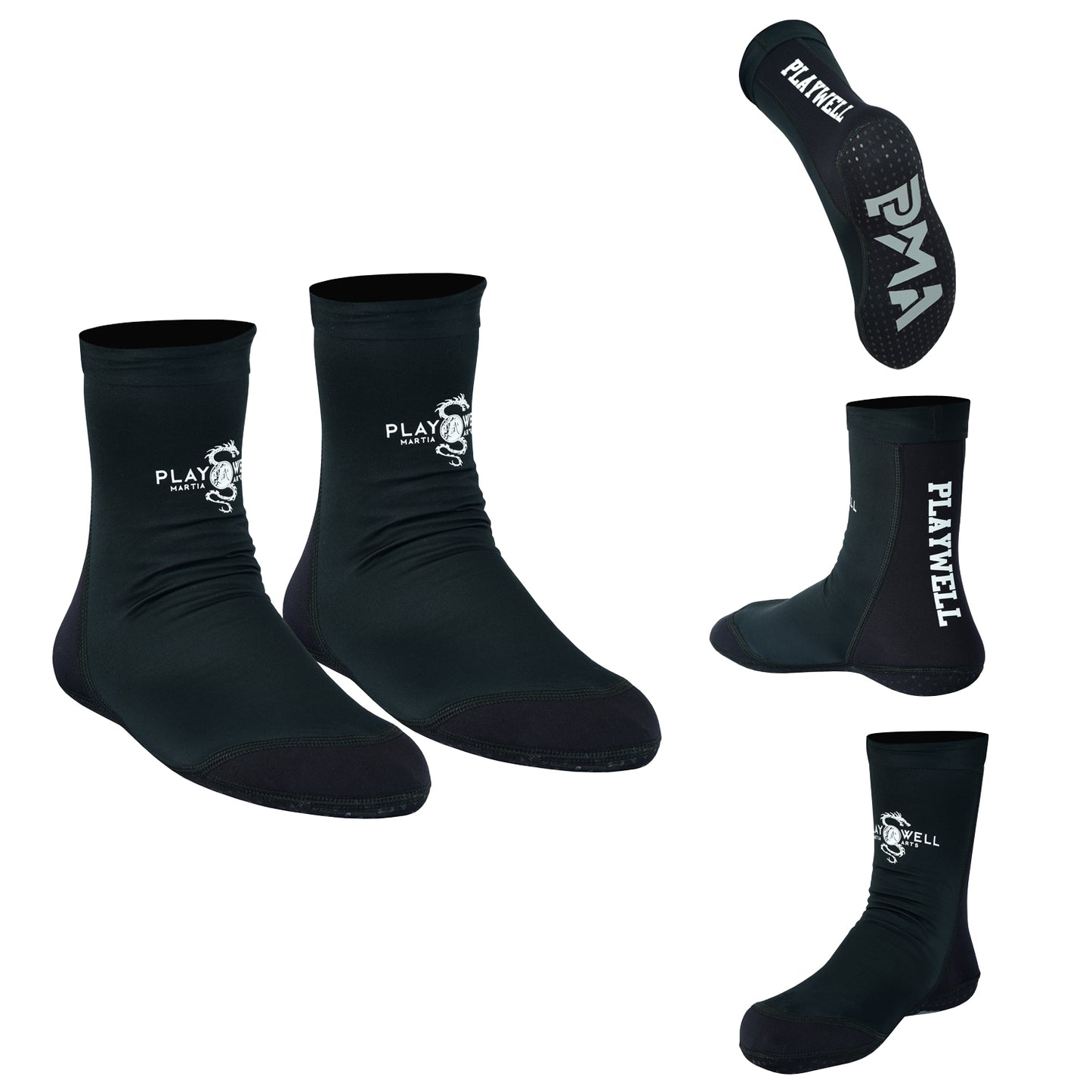 Martial Arts School Tatami Mat Training Socks - Black/Black