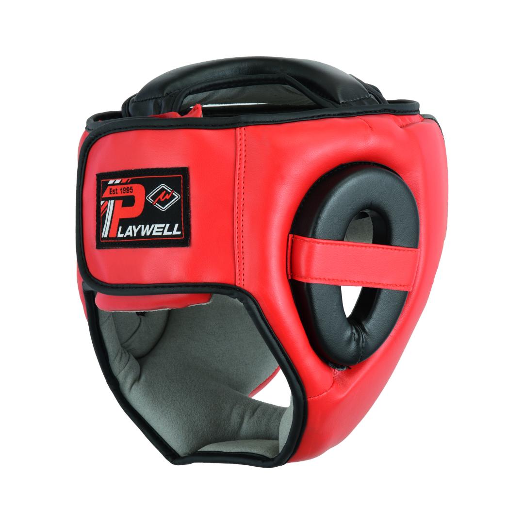 Boxing Full Face Head Guard - Black/Red