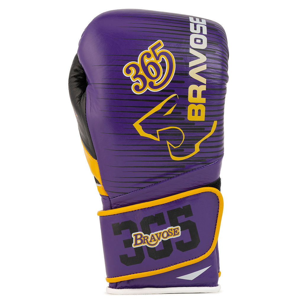 Bravose Limited Edition 16oz Velcro Boxing Gloves – “ALL DAY, EVERY DAY” Purple & Yellow-1