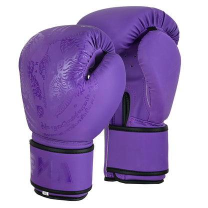 Twin Tigers Muay Thai Boxing Gloves, Shin Pads & Shorts - Purple