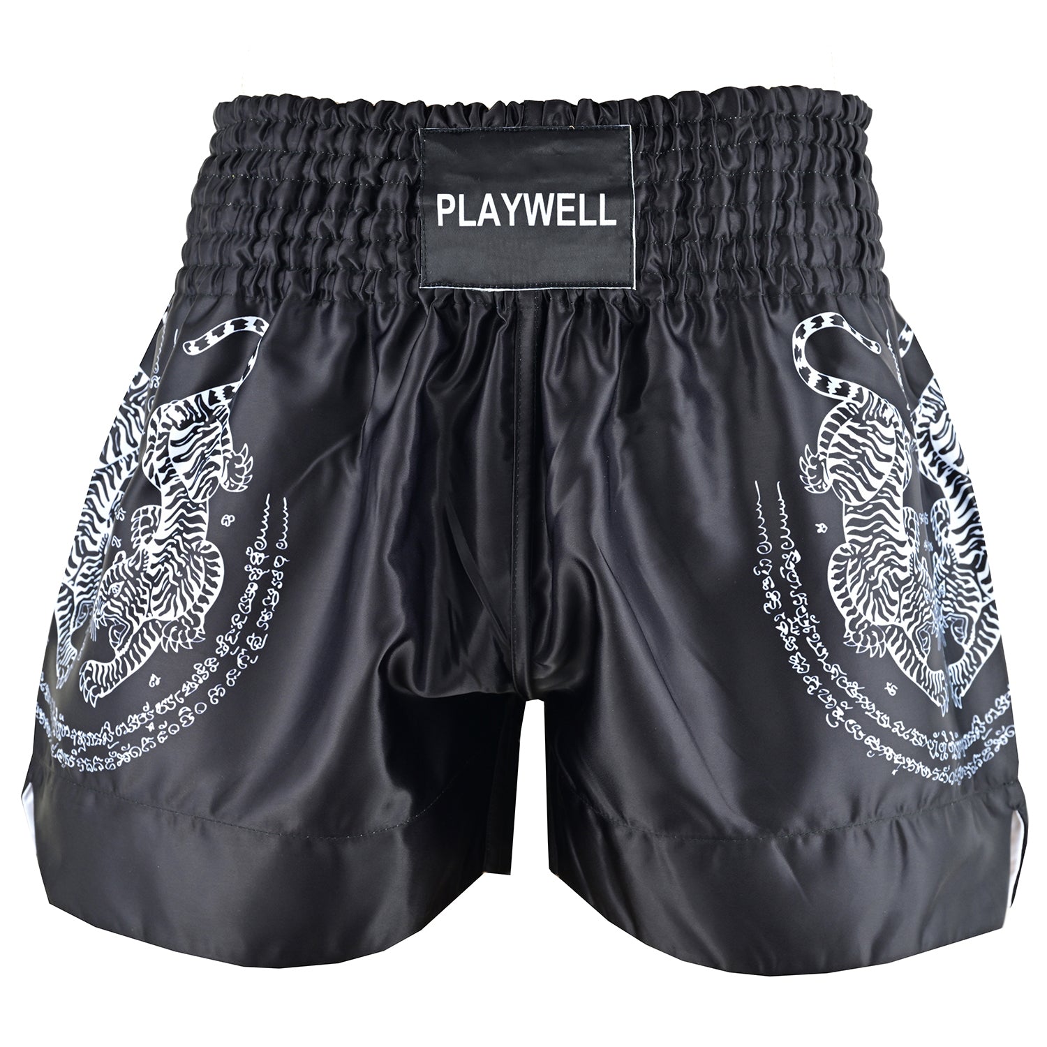 Twin Tiger Satin Muay Thai Competition Fight Shorts  - Black