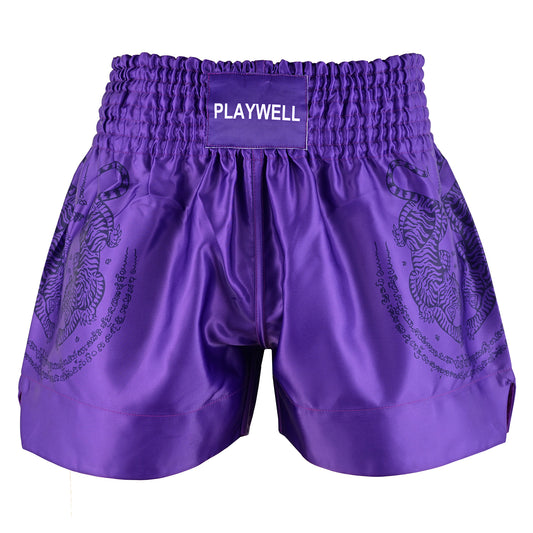 Twin Tiger Satin Muay Thai Competition Fight Shorts  - Purple