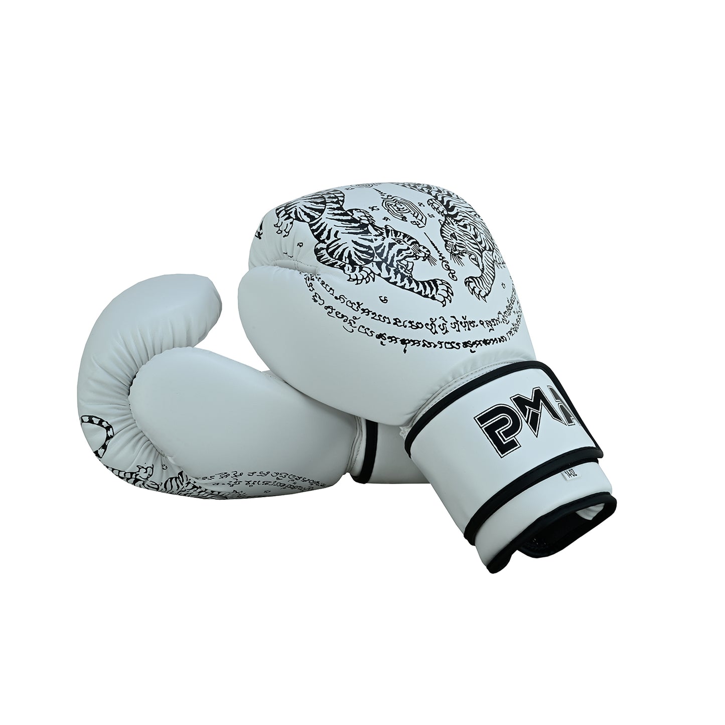 Twin Tigers Muay Thai Boxing Gloves, Shin Pads & Shorts - White