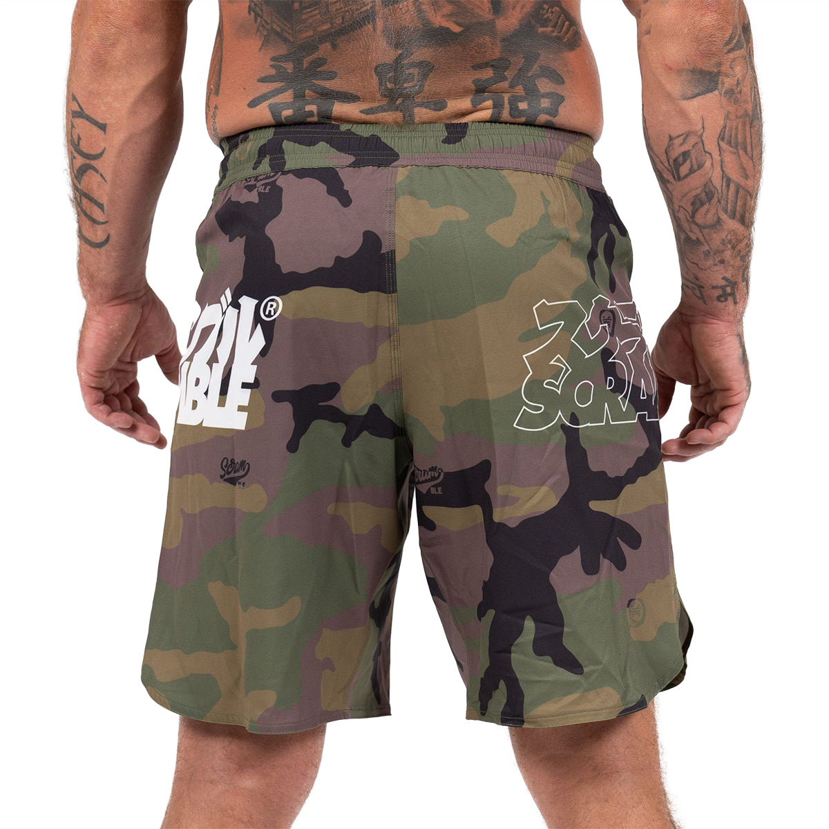 Scramble Base Woodland Camo Grappling Fight Shorts