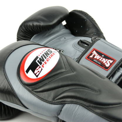 Twins Long-Cuff Boxing Gloves Gloves Black-Grey  ( BGVL6 )