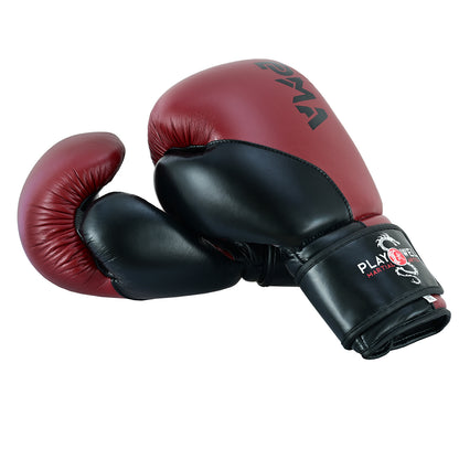 Elite Leather Two Tone Series Boxing Gloves - Maroon/Black