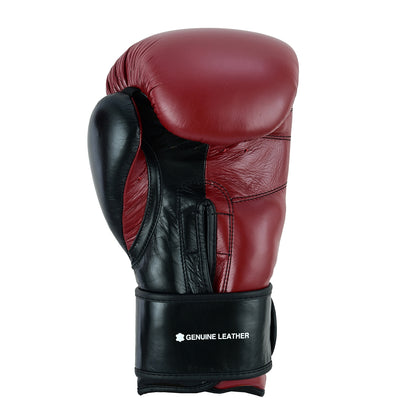 Elite Leather Two Tone Series Boxing Gloves - Maroon/Black