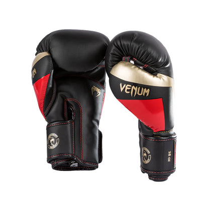 Venum Elite Boxing Gloves - Black/Gold/Red