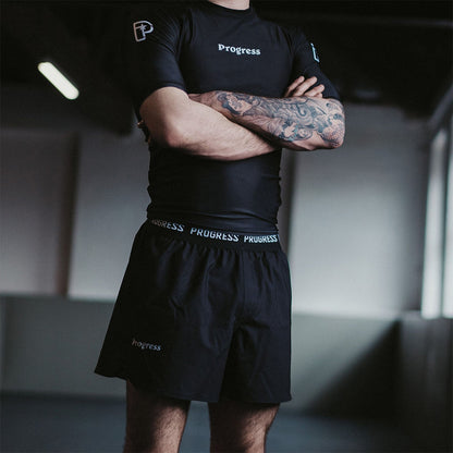 Progress Jiu Jitsu Hybrid No Gi Academy Board Shorts - All Black