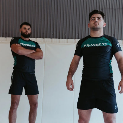Progress Jiu Jitsu Bengal Hybrid No Gi Rash Guard - Black/Green