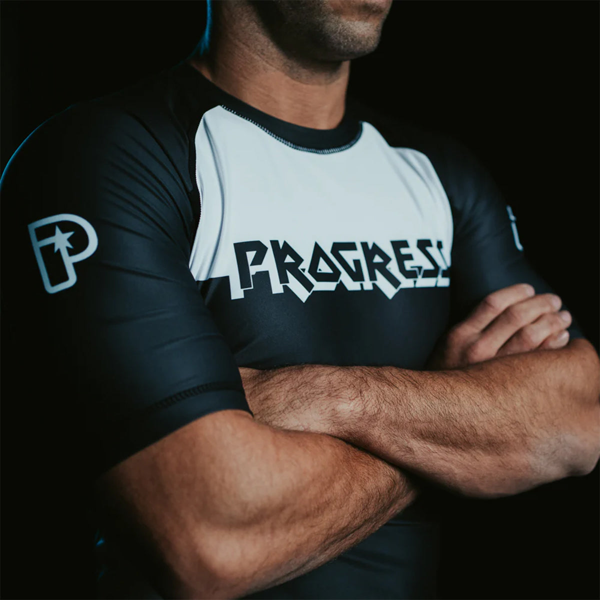 Progress Jiu Jitsu Bengal Hybrid No Gi Rash Guard - Black/White