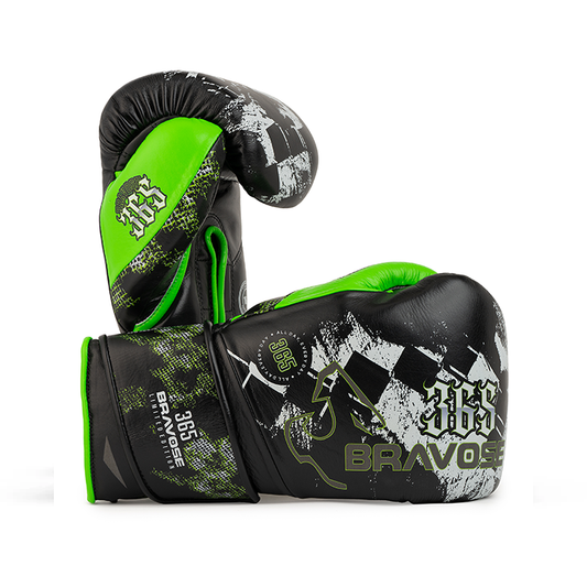 Bravose Limited Edition 16oz Velcro Boxing Gloves – Black & Green-0