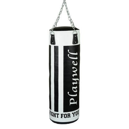 Elite Heavy Leather UNFILLED 5ft Punch Bag Black/White - 50KG