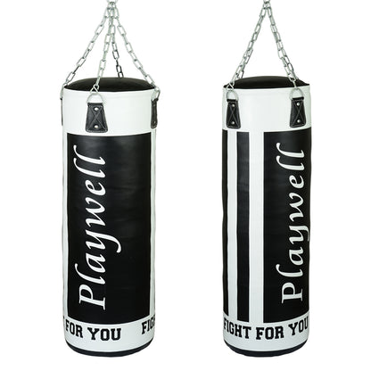Elite Heavy Leather UNFILLED 5ft Punch Bag Black/White - 50KG