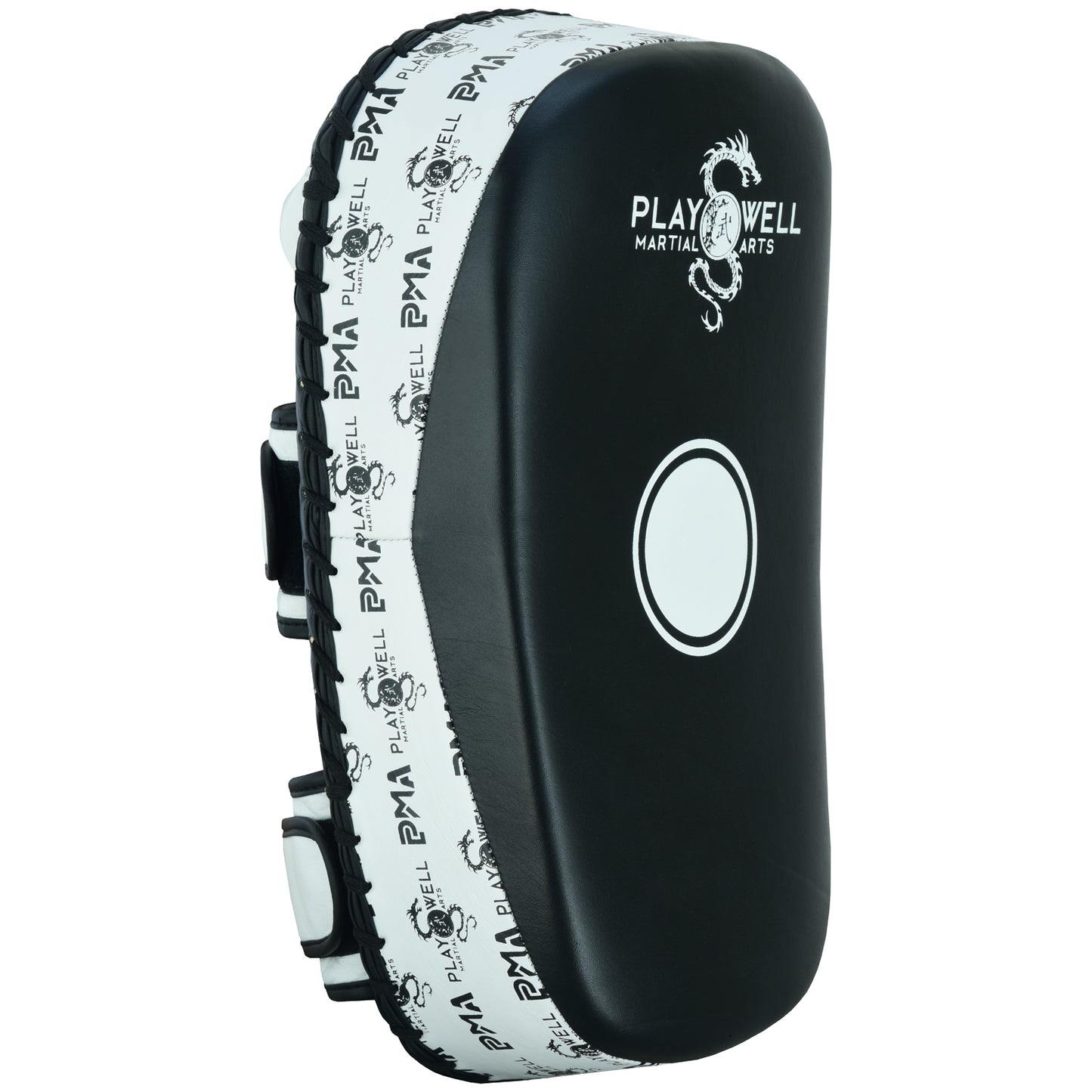 Playwell Elite Deluxe " Logos" Leather Curved Thai Pad  - Pair