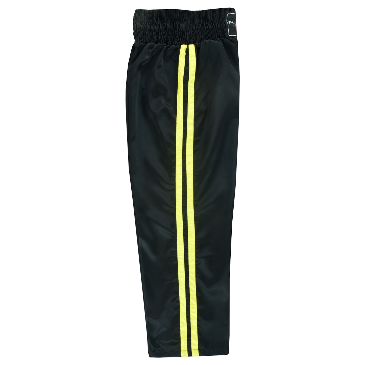 Kids Full Contact Black Satin Kickboxing Pants With Stripes