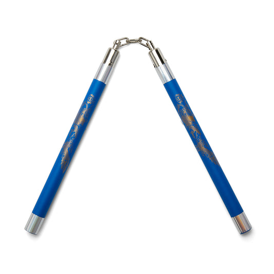 Deluxe Foam Speed Nunchucks With Chain - Blue/Silver - 11"