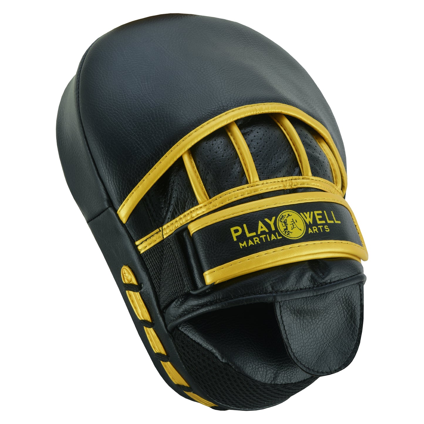Playwell Rexine Leather Curved Target Focus Pads - Black/Gold