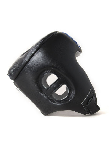 Sandee Open Face Muay Thai Leather Head Guard  - Black