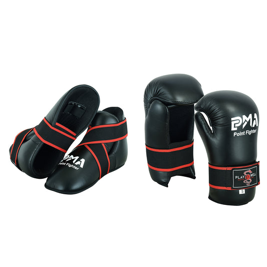 Semi Contact Sparring Gloves & Boots Set  -Black