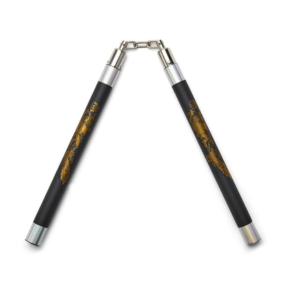 Deluxe Foam Speed Nunchucks With Chain - Black/Silver - 11"