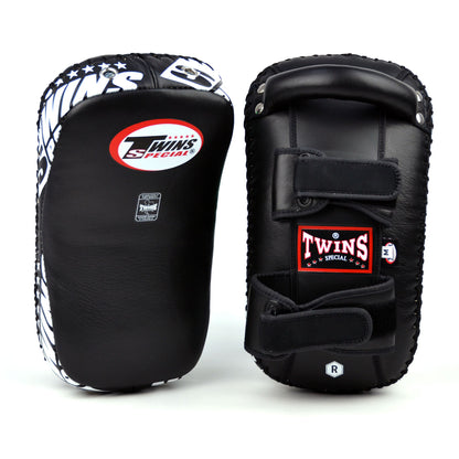 Twins KPL10 Curved Leather Thai Kick Pads - Black