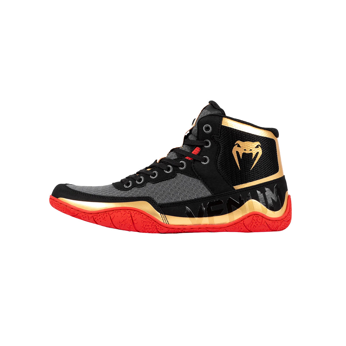 Venum Elite Premium Wrestling Shoes - Black/Gold/Red