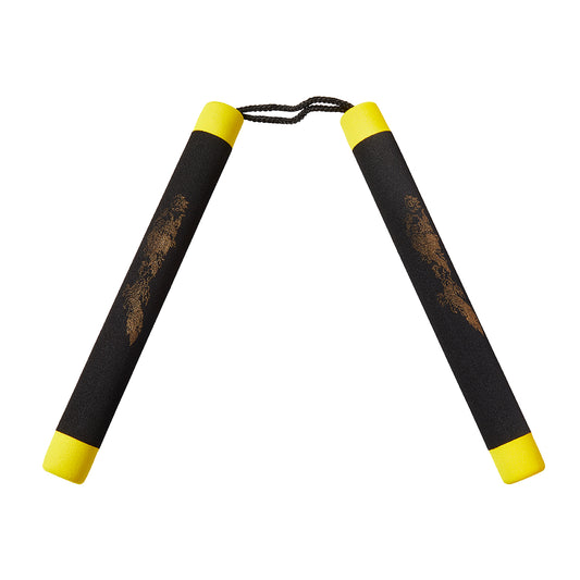 NR-009: Foam Nunchaku with Cord Black / Yellow Tips - PRE ORDER